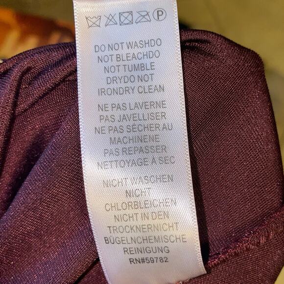 Adrianna Papell Burgundy Velour Long Sleeve Bow Cut Out Back Blouse Size Medium - Picture 6 of 8